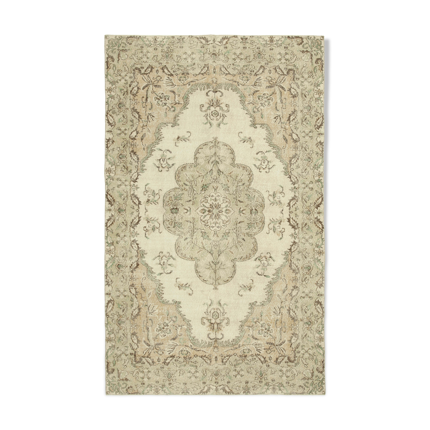Handwoven distressed anatolian beige rug 200 cm x 320 cm