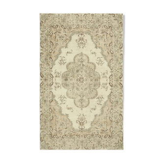 Handwoven distressed anatolian beige rug 200 cm x 320 cm