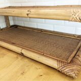 Double vintage rattan shelf.