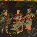 Ancien coffre oriental avec peinture de la guerrière Yang Mulan (c.1900) #9