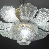 Charming transparent Murano glass leaf ceiling light or chandelier, 1970s