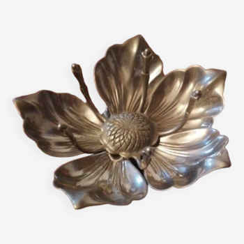 Ashtray with 5 removable lotus flower petals 1970 silver metal