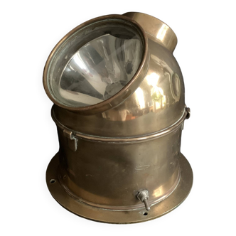 Antique lighting lantern, gilded brass marine compass binnacle "Askania", 1910, Germany