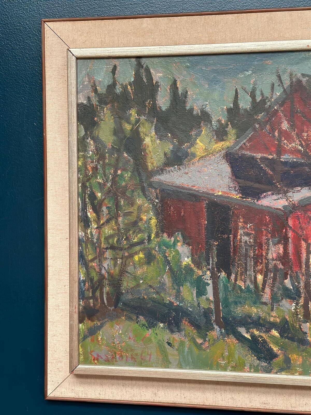 Original Swedish Oil On Panel – “Barn” By Svän Grandin – Signed – Vintage & Framed – 79 × 65 Cm (31.1" × 25.6")
