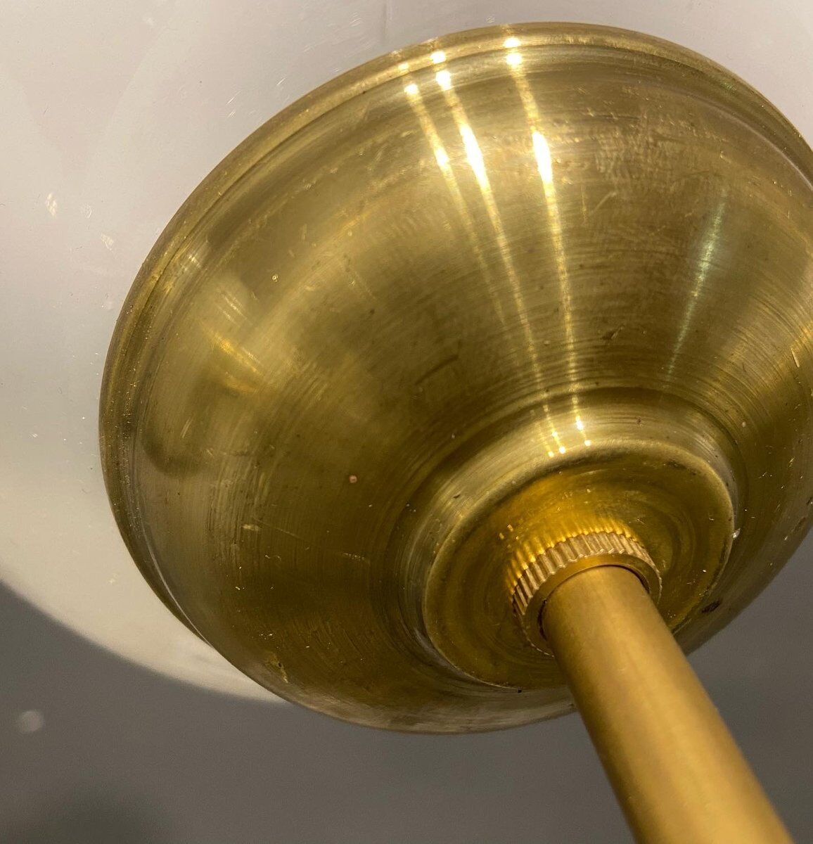 Italian sputnik chandelier in opaline glass, 1960s