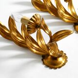 Pair of 1960s Italian gold-plated Florentine wall lamps