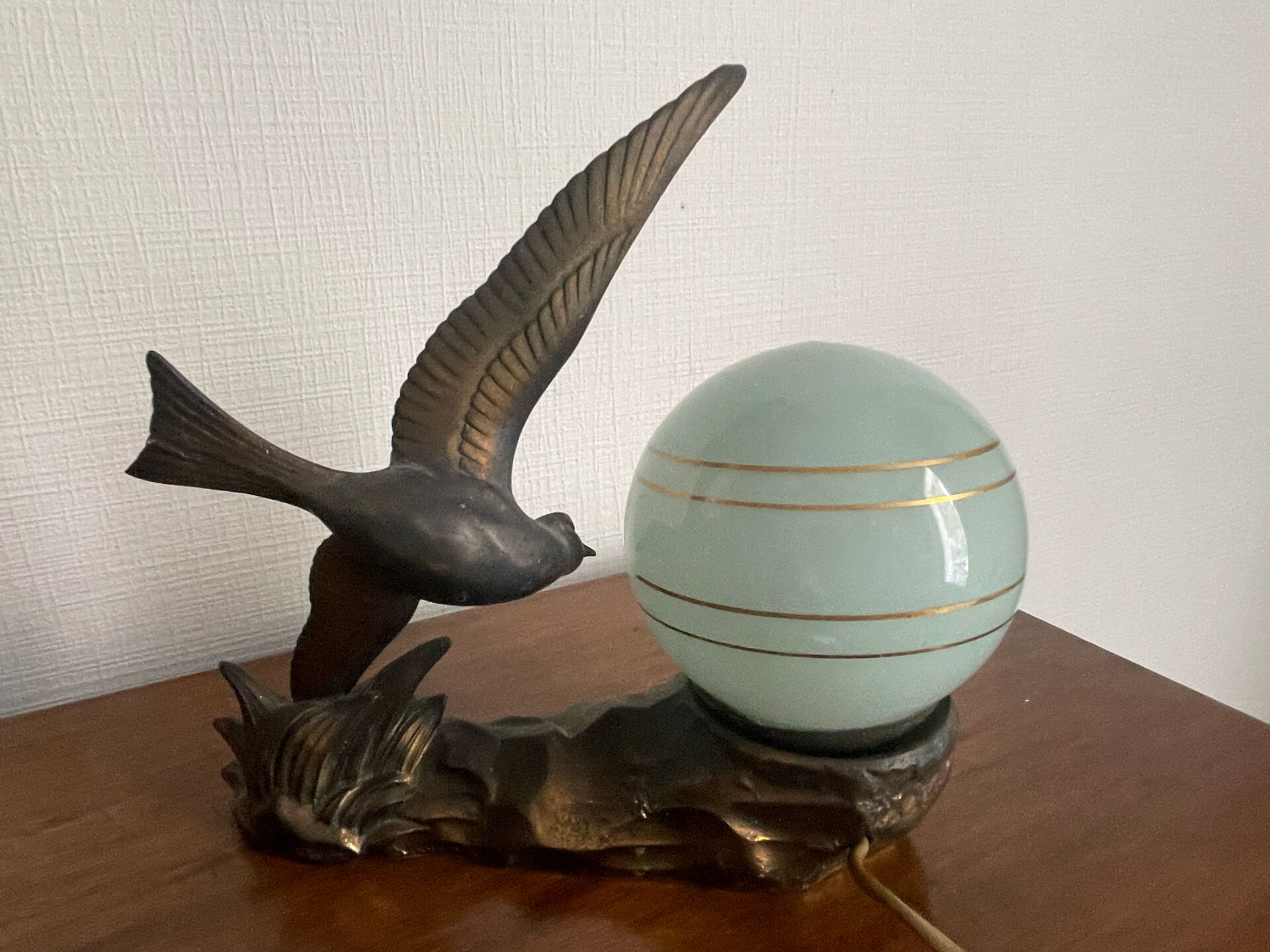 Art Deco night light circa 1930 swallow/seagull