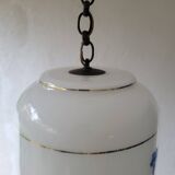 Opaline pendant light with blue decor – 1950/60