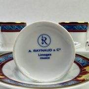 Raynaud Limoges — Six porcelain coffee cups, Pégase model