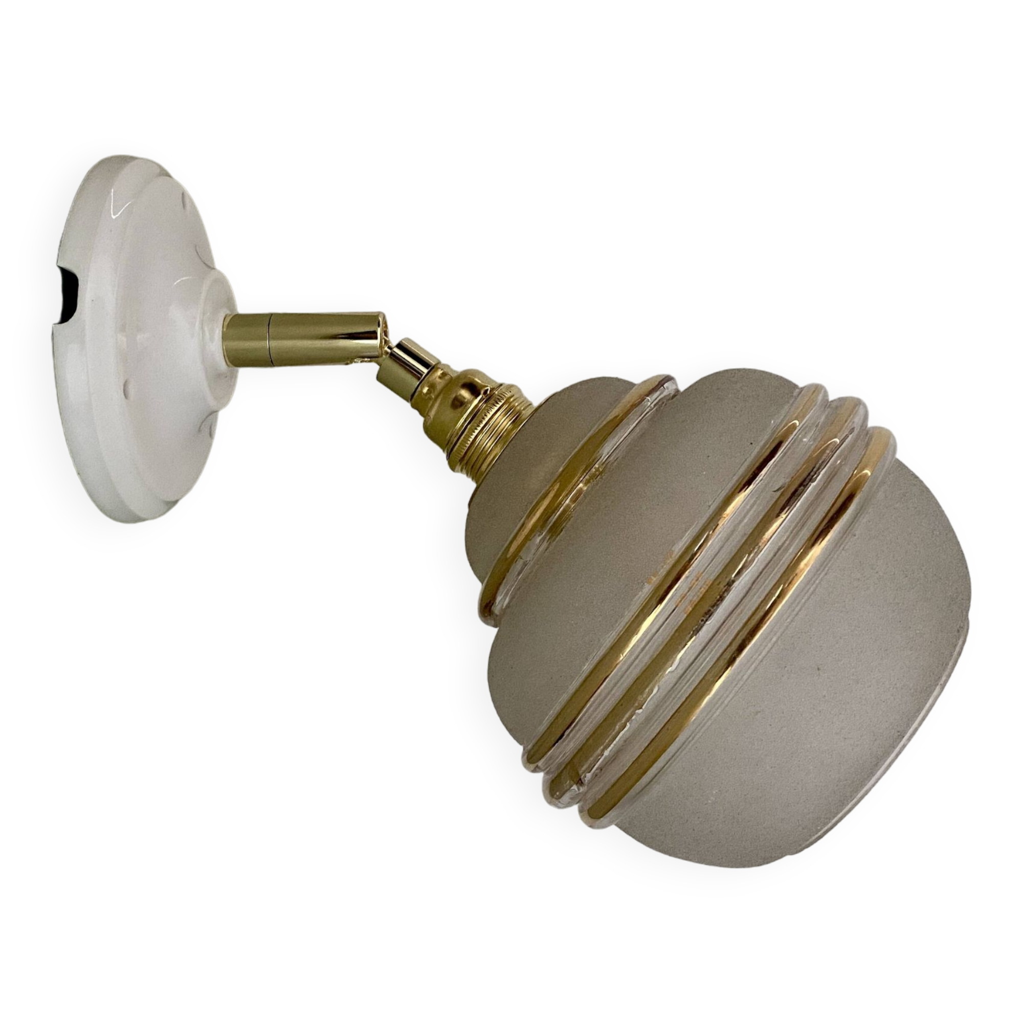 Vintage tulip wall light in green and gold granite glass