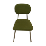 Vintage office chair upholstered in green fabrics with chrome metal structure