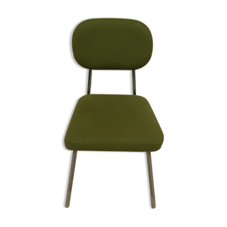 Chaise de bureau vintage garnis de tissus de couleur verte à structure en métal chromé