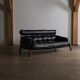 Percival Lafer MP-81 three seater sofa in black leather, Brazil 1970s