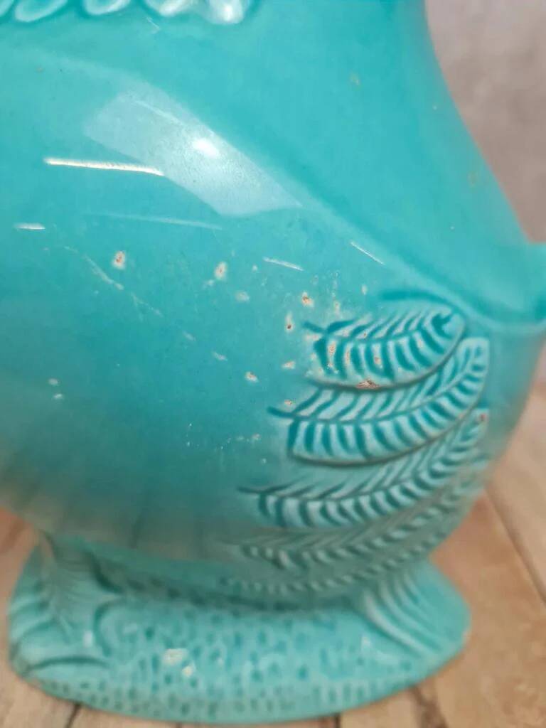 Vintage turquoise ceramic pitcher St-Clément model Aigle.