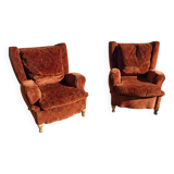 pair of 1950s chesterfield armchairs with original fabric