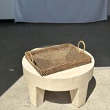 Rectangular Asian handmade basket with circular handle L:45 l:35