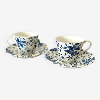2 tasses porcelaine anglaise Royal Tudor Bouquet Grindley