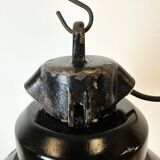 Industrial Black Enamel Factory Lamp with Cast Iron Top, 1960s