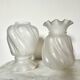 Pair of Napoleon III bronze and glass lamps