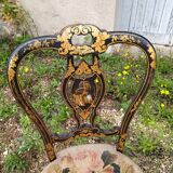 Chaise Napoléon III bois doré nacre XIXe