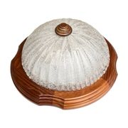 Italian ceiling lamp from the 1970s | ice glass and wood Mid Century Modern