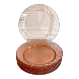 10 pink Arcoroc dessert plates