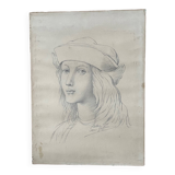 Painting: Drawing - portrait of a woman, late 19th century