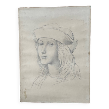 Painting: Drawing - portrait of a woman, late 19th century