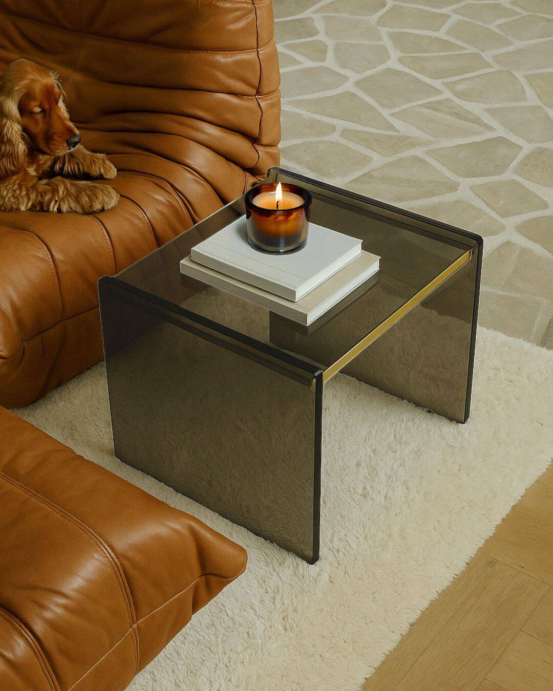 Smoked glass bedside table