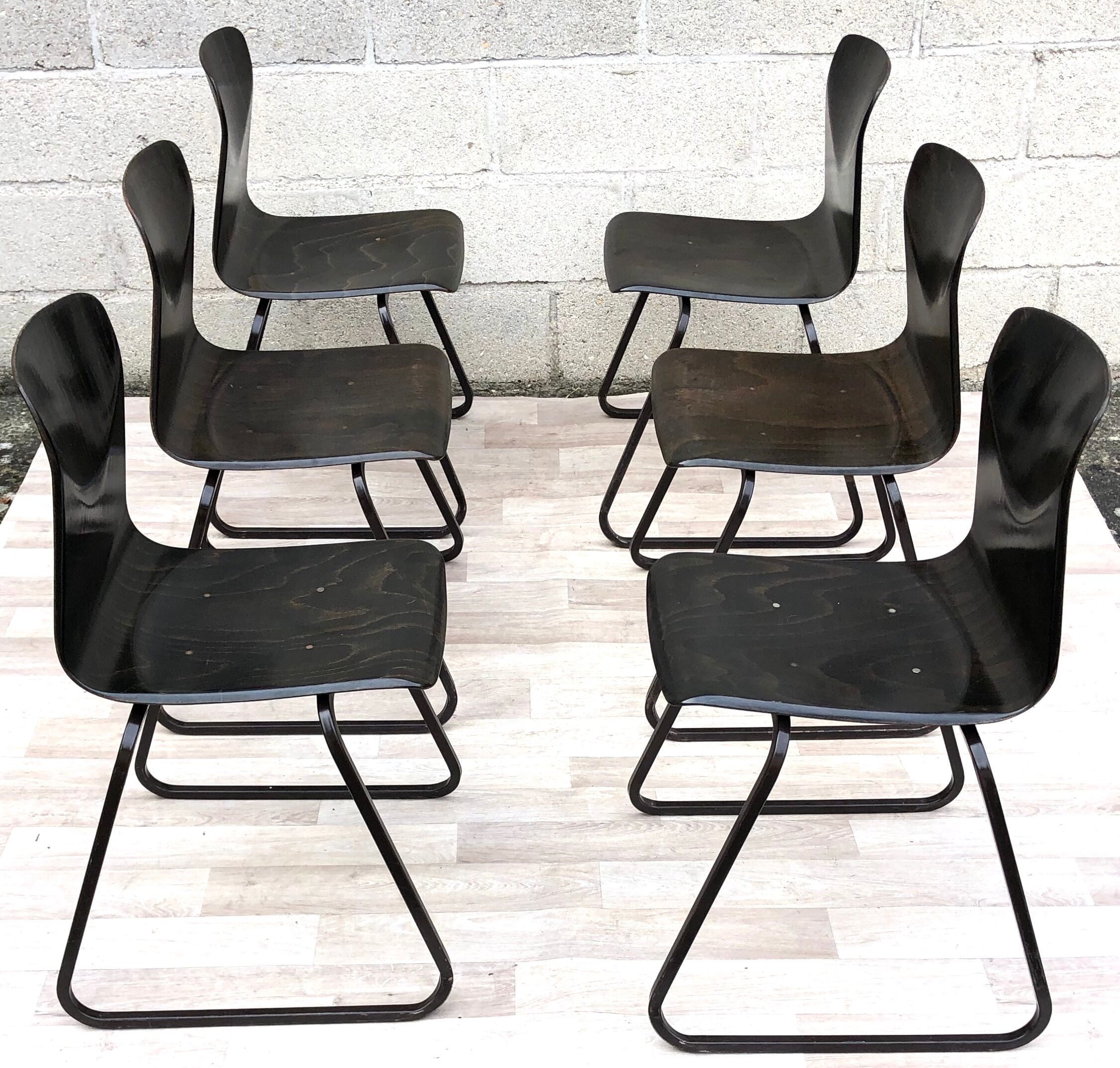 Lot of 6 vintage Galvanitas S23 chairs