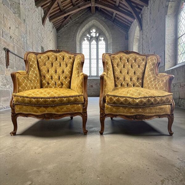 Fauteuil baroque vintage jaune doré / une place / canapé
