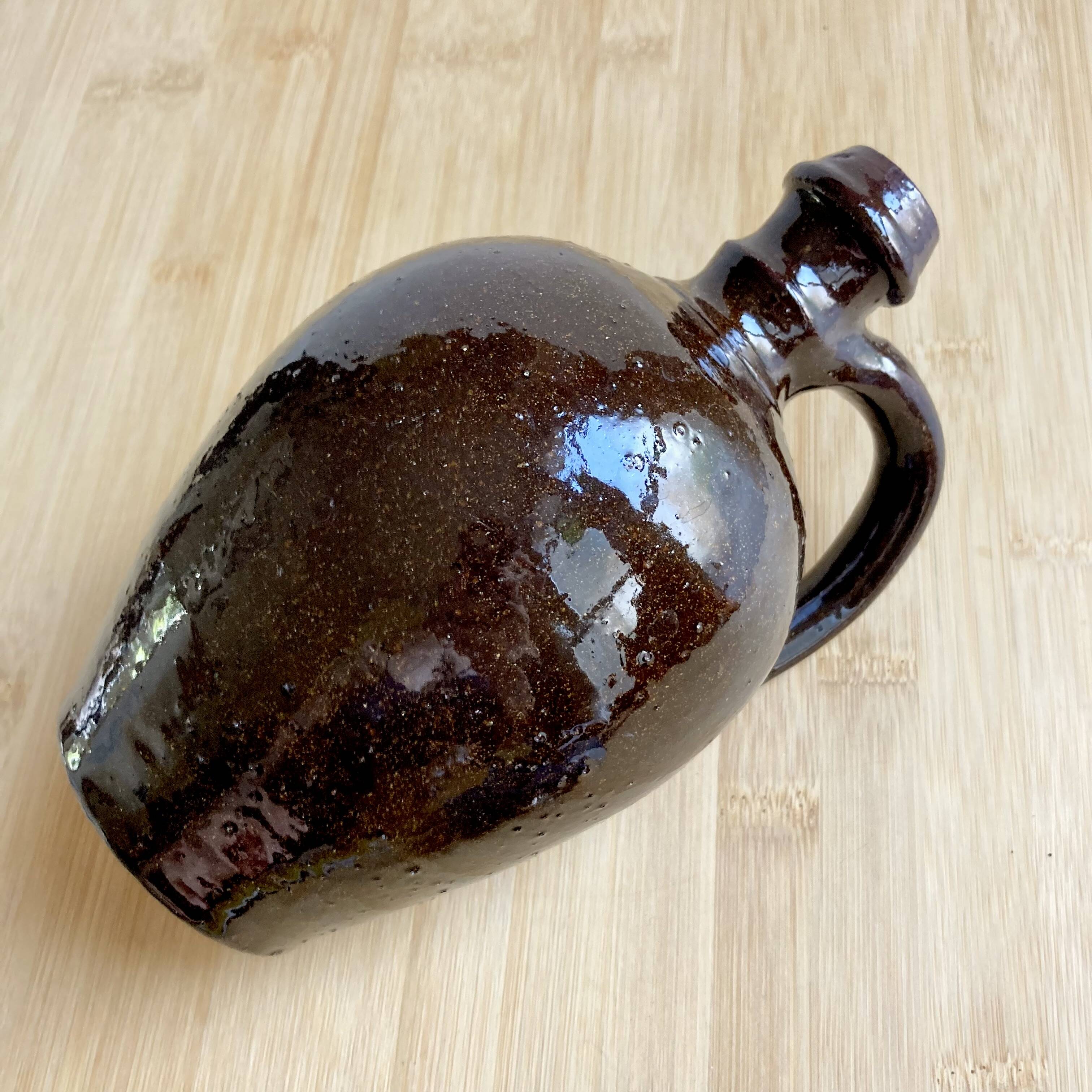 Vintage glazed terracotta pitcher / vase