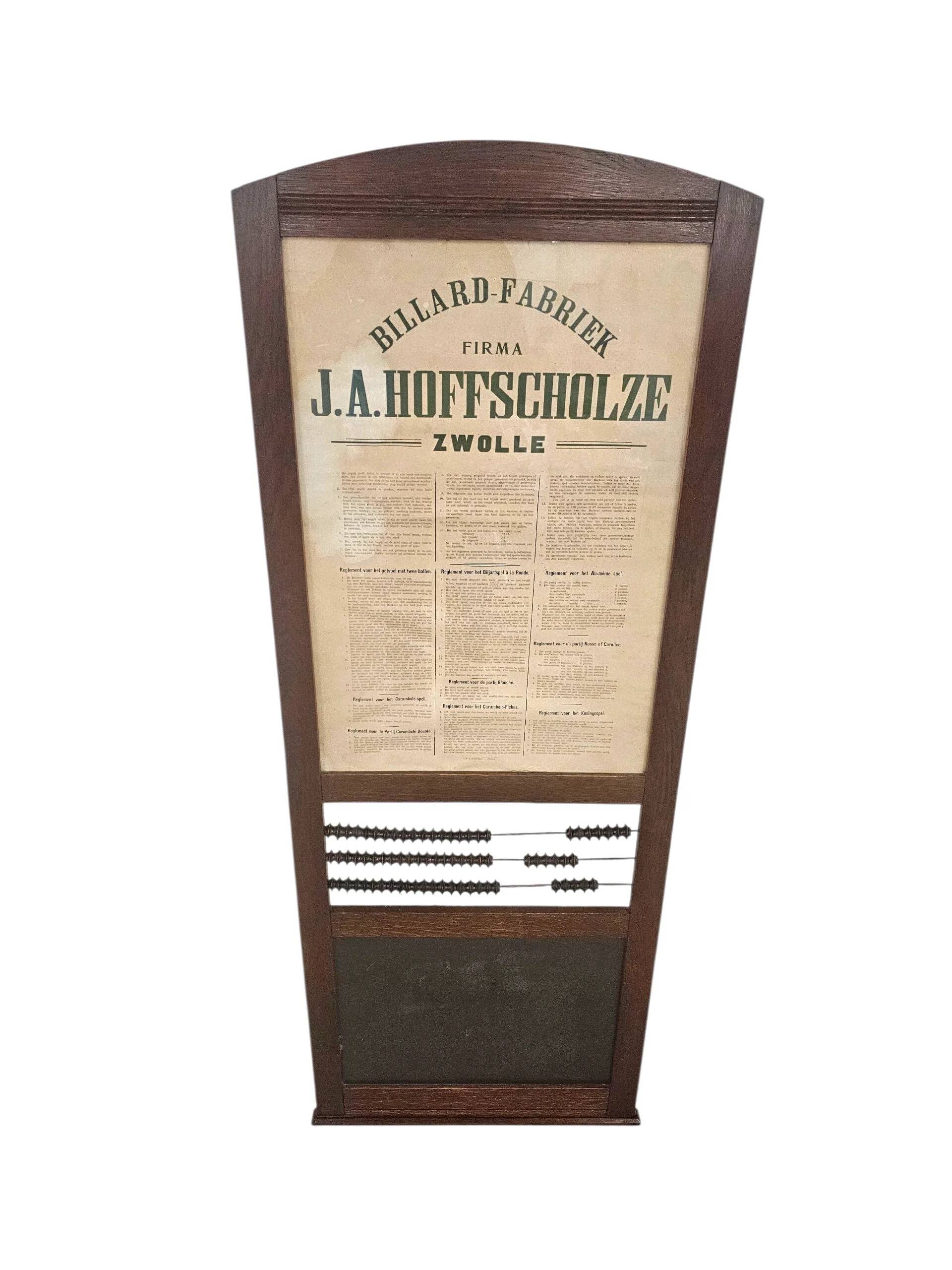 Wall billiards scoreboard by J.A. Hoffscholze / Zwolle / Billard Fabriek / 1960s