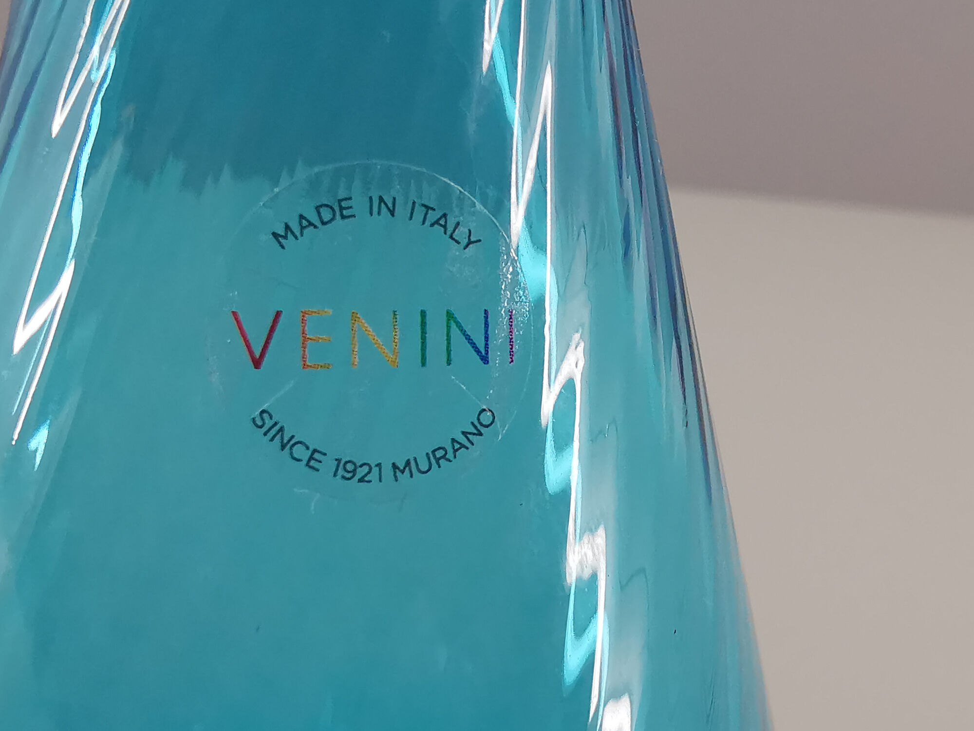 Blue blown glass vase from Venini