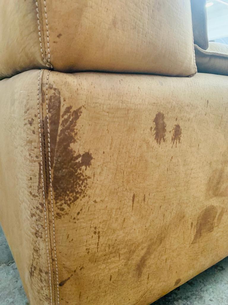 Bogo sofa in leather and suede, by Carlo Bartoli for Rossi di Albizzate