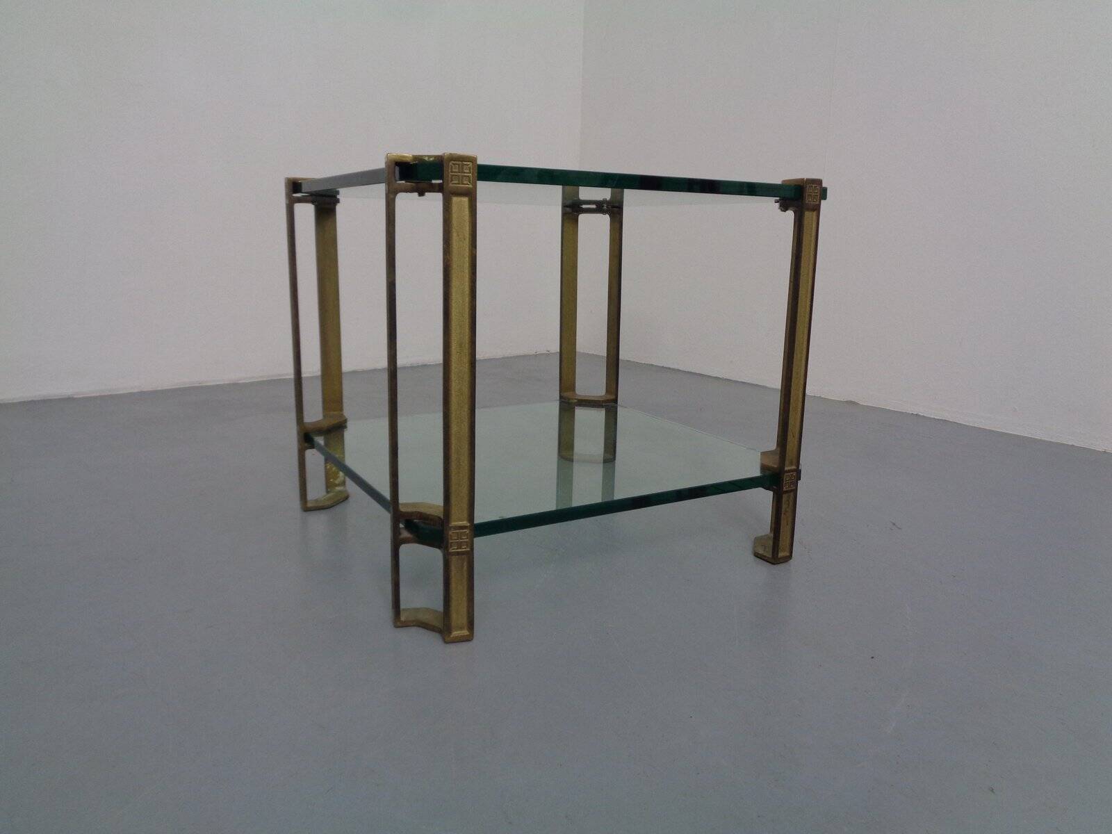 T24 Tempered Glass & Brass Coffee Table by Peter Ghyczy, Germany, 1970s