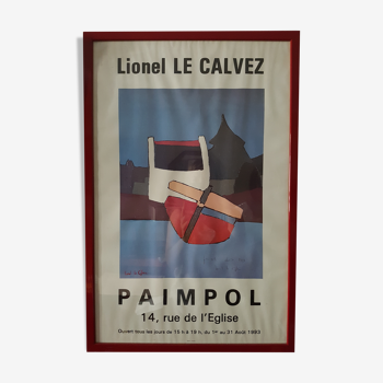 Affiche d'exposition de l'artiste Lionel le Calvez signée
