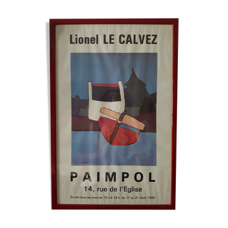 Affiche d'exposition de l'artiste Lionel le Calvez signée