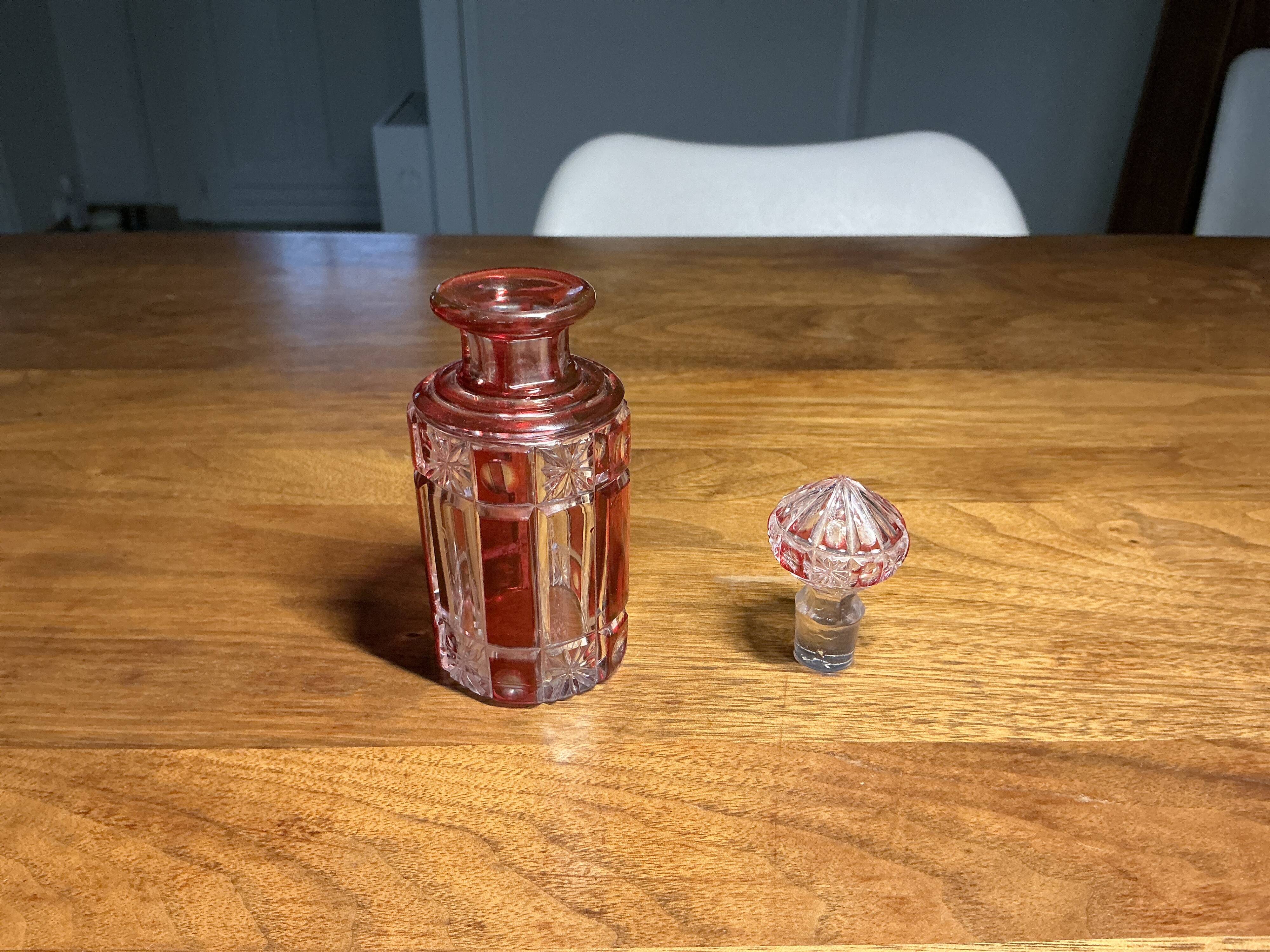 Antique red Nancy crystal perfume bottle – 12.5 cm