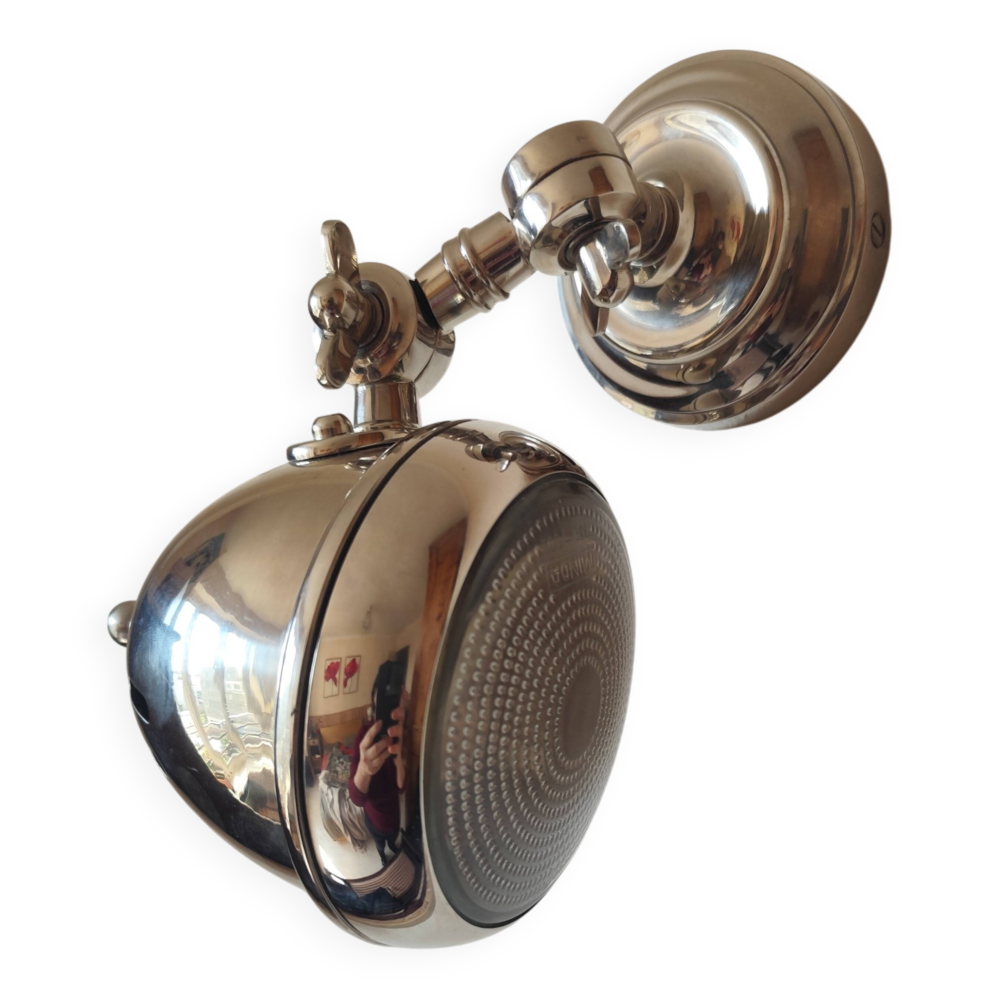 Adjustable brushed metal spotlight - articulated headlight lamp