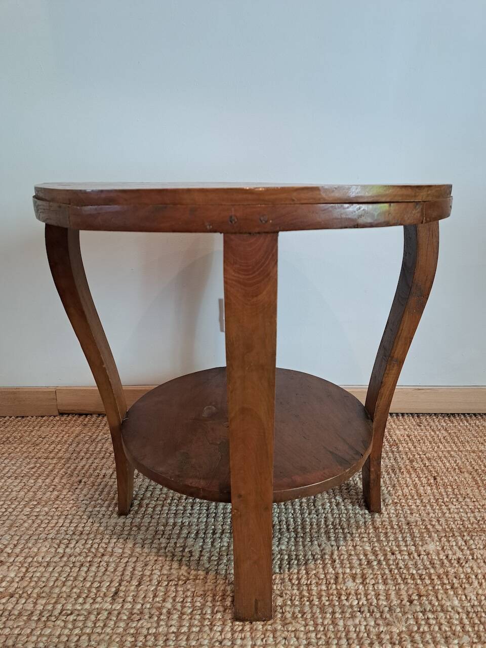 Art deco style solid wood double top side table