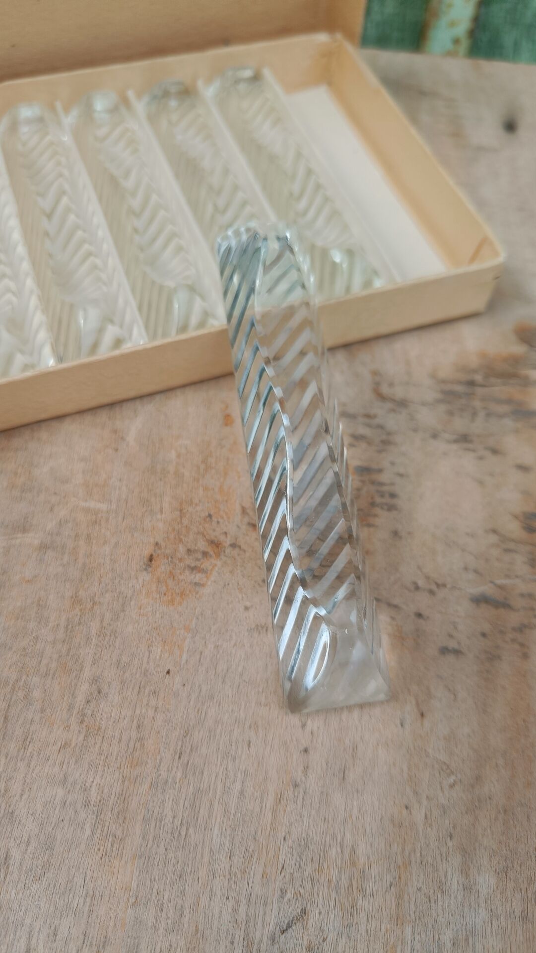 Lot de 12 porte-couteaux doubles vintage en cristal avec boîte