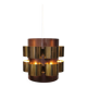 Danish cylindrical hanging lamp in brown and gold 1980s