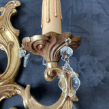 Paire d’applique en bronze doré pampilles 70’s