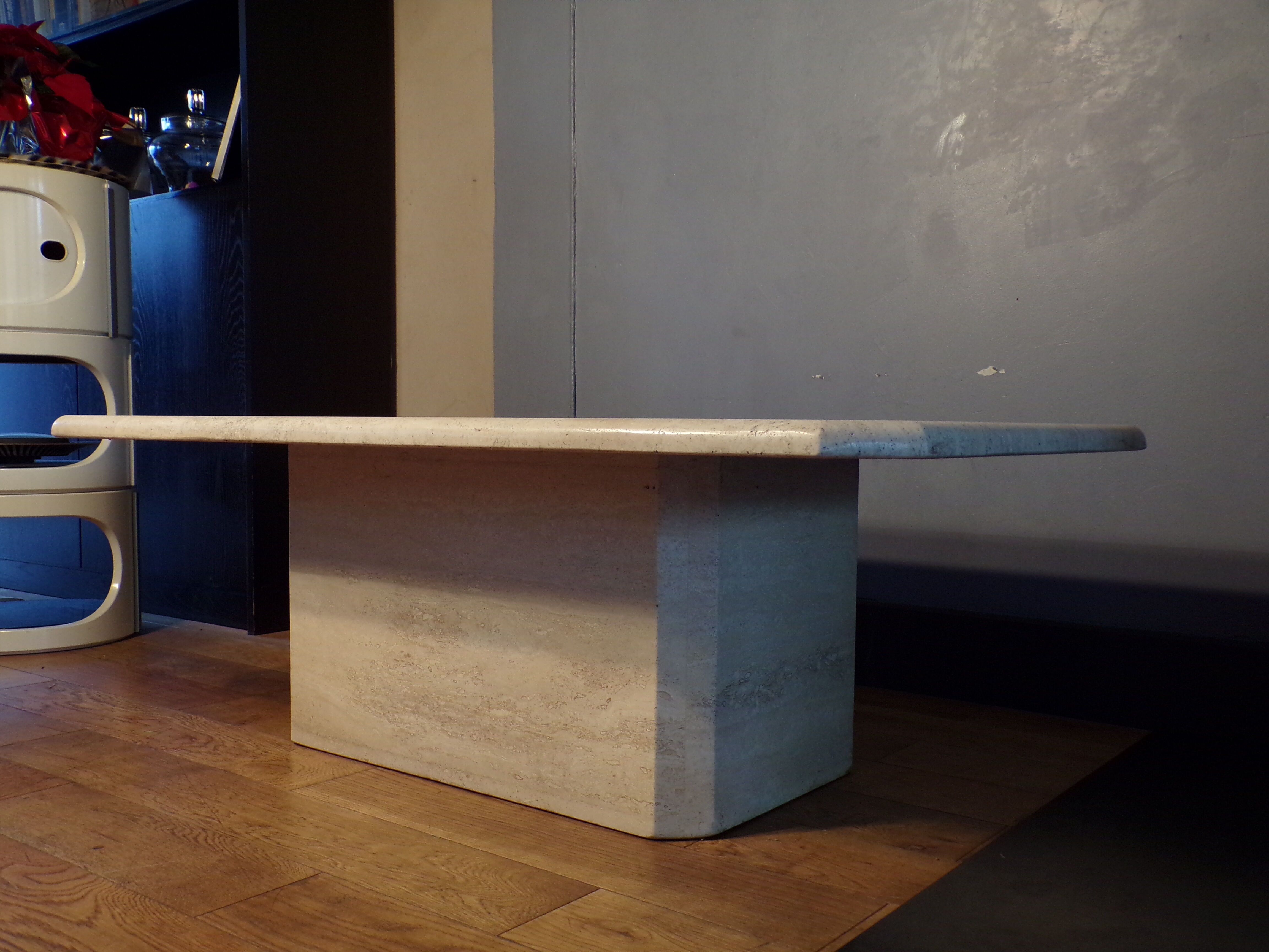 Rectangular travertine coffee table