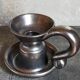 1950s iridescent black ceramic hand candle holder