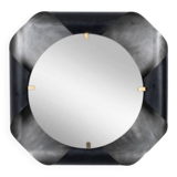 Mirror in curved metal and golden brass. 1970s.