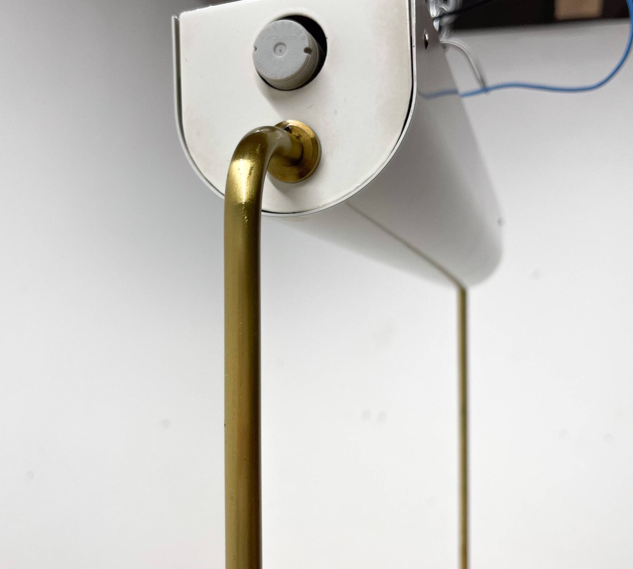 Mid-century Brass Long Pendant Light by Napako