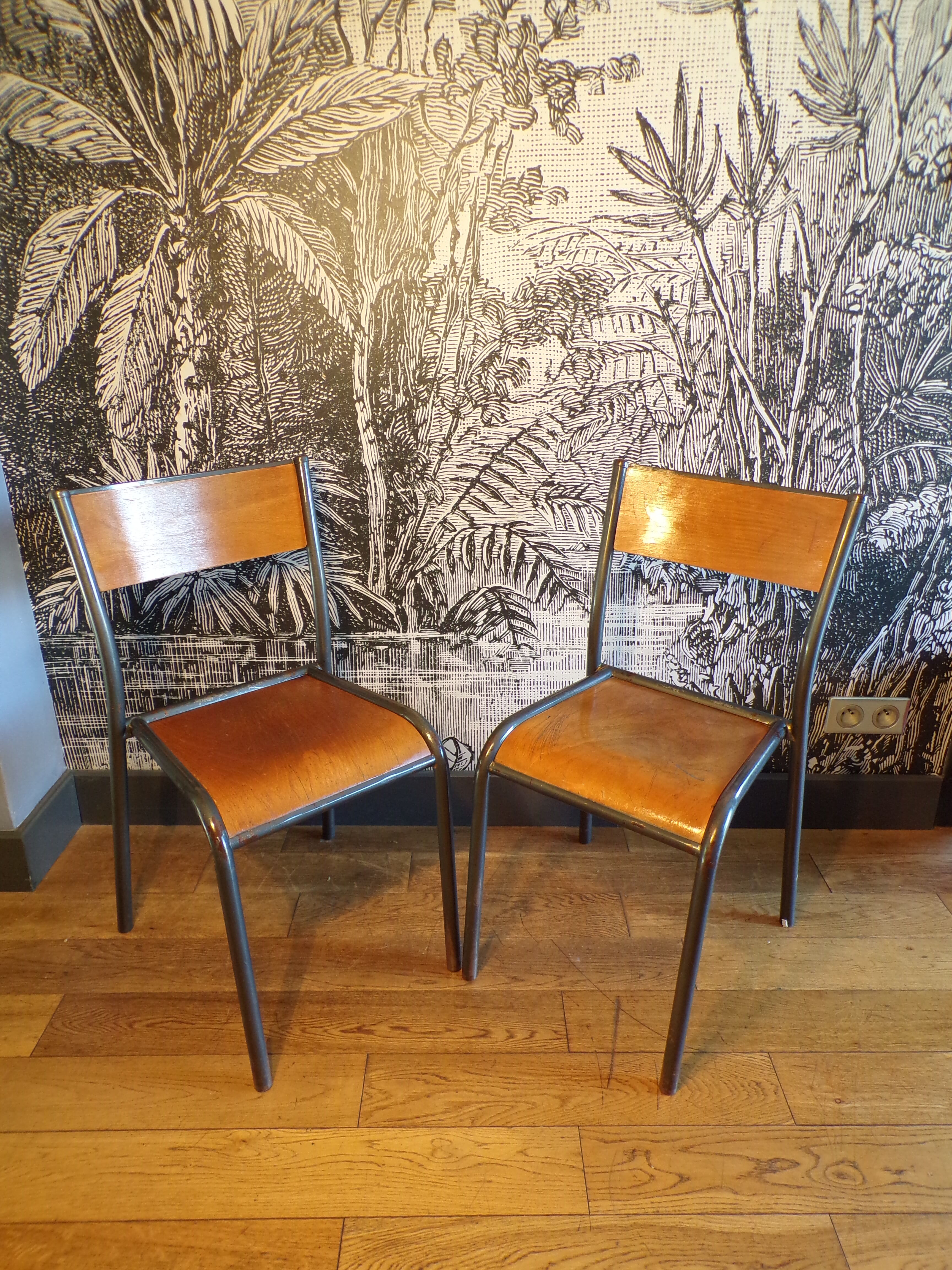 Paire de chaises d'école Mullca anciennes