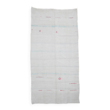Tapis turc minimaliste vintage tissé à la main, large et long, 6x12 Off-White, 176x358 cm